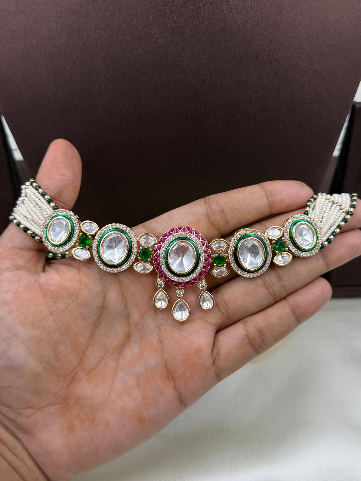 Rashmi Moissanite Delicate Necklace Set