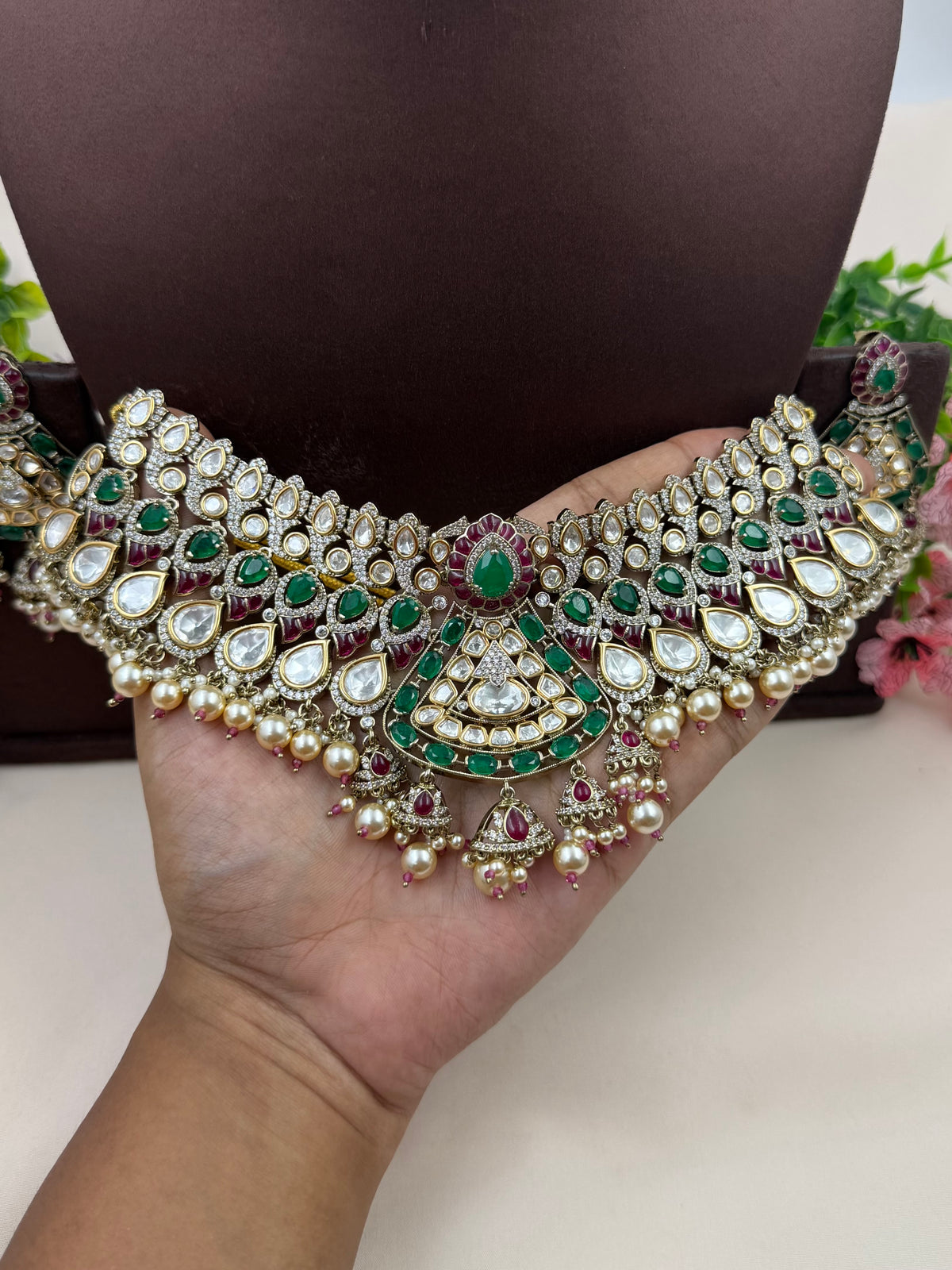 Utkarsha Victorian Moissanite Choker Necklace Set