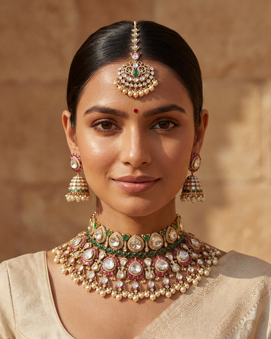 Bharathi Victorian Moissanite Choker Necklace Set