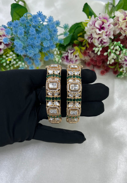 Leela Moissanite Kundan Bangles [Openable]