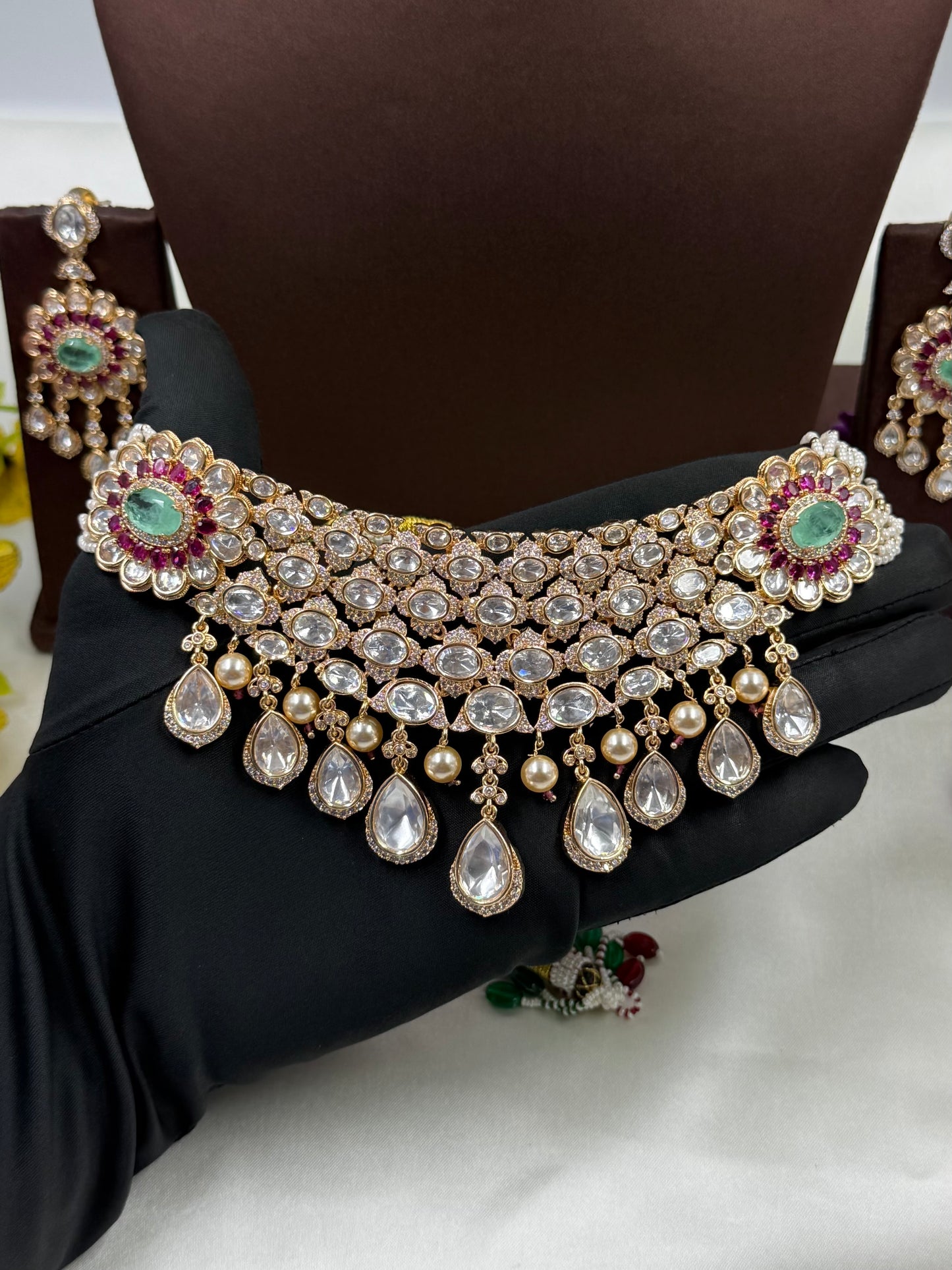 Jhanvi Moissanite Choker Necklace Set