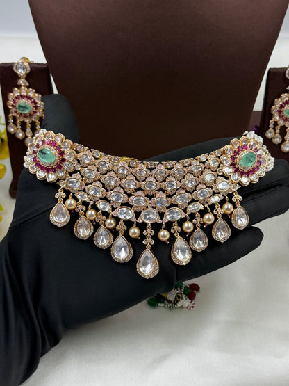 Jhanvi Moissanite Choker Necklace Set