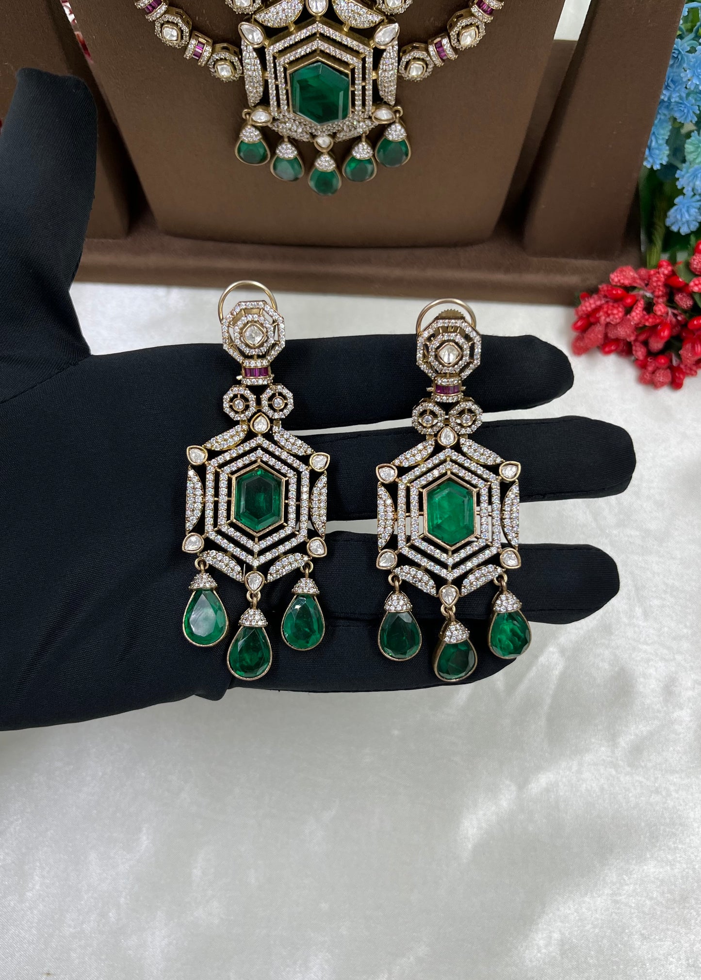 Sarojini Premium Moissanite Kundan Long Necklace