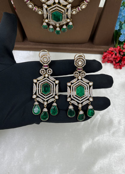 Sarojini Premium Moissanite Kundan Long Necklace