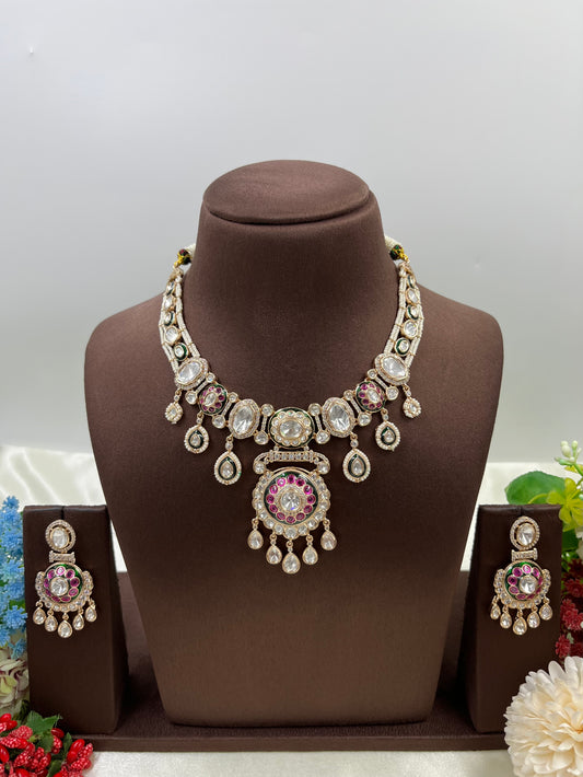 Mariona Premium Moissanite Kundan Necklace