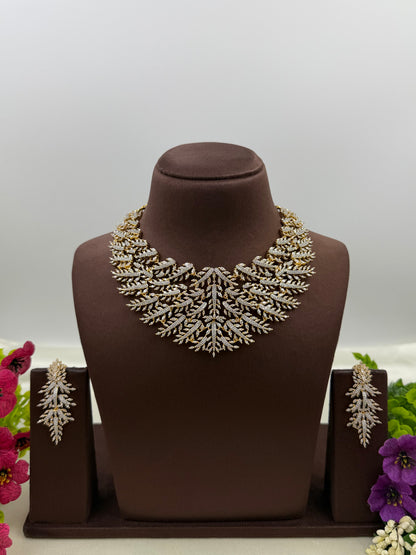 Emily American Diamond Two Tone Necklace Set