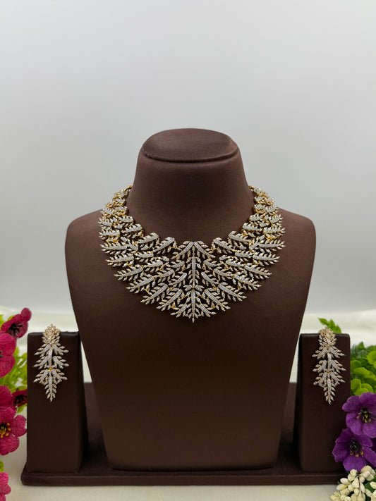Emily American Diamond Two Tone Necklace Set