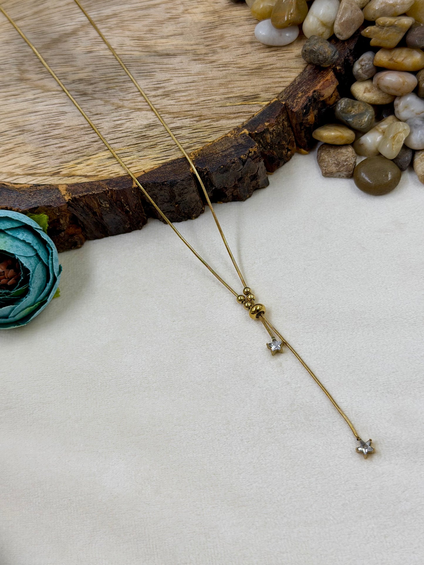 Star Drop Lariat Gold Chain