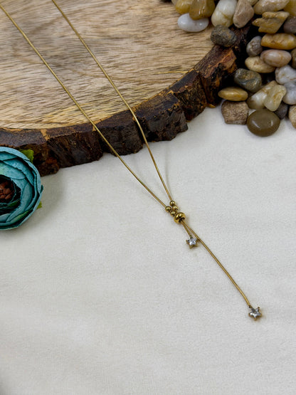 Star Drop Lariat Gold Chain