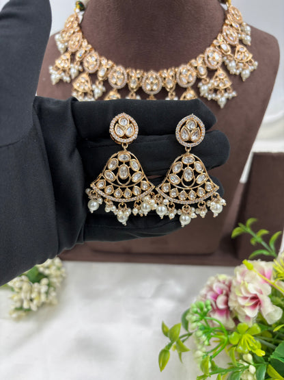 LISA MOISSANITE KUNDAN PEARL NECKLACE SET