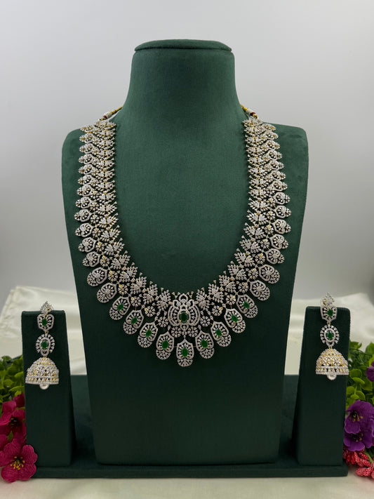 Emma American Diamond Two Tone Long Necklace Set