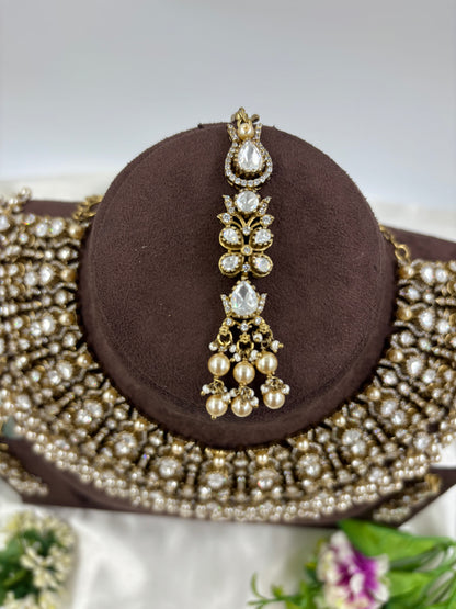 Hiren premium Moissanite Kundan Semi Bridal Necklace set