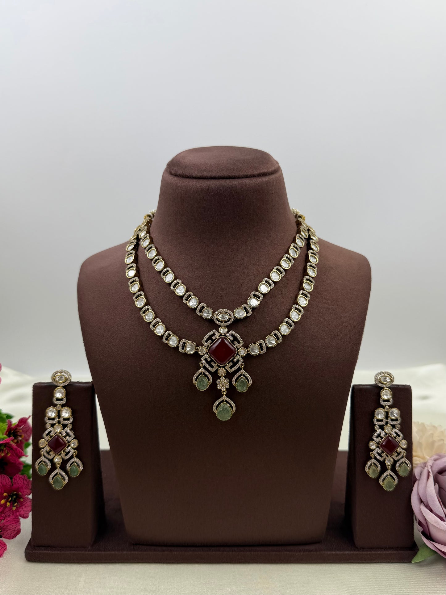 Charvi Premium Victorian Double Layer Necklace Set