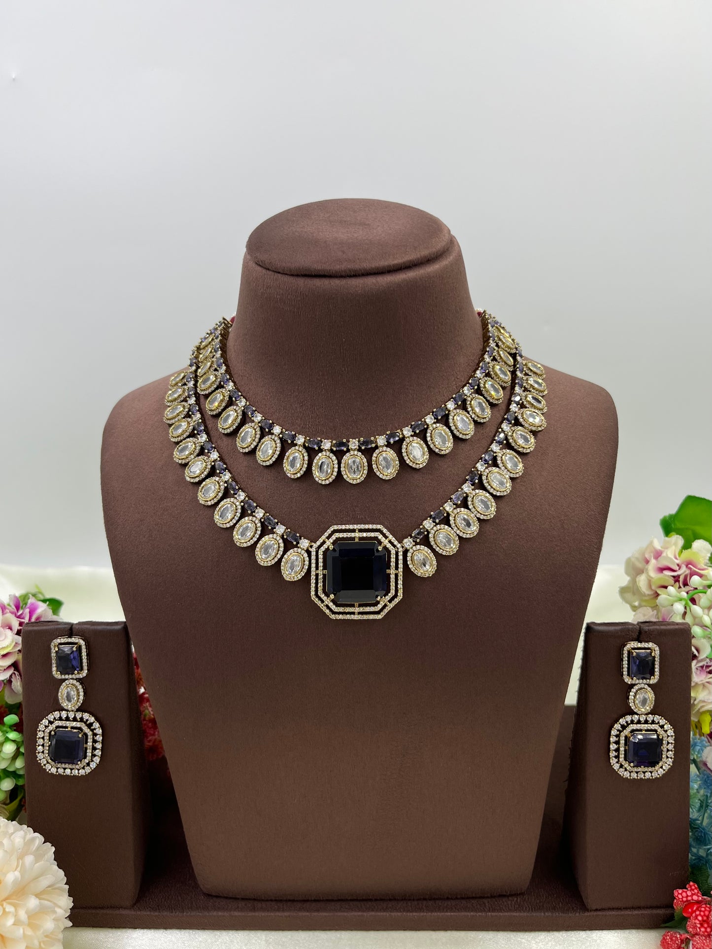 MINA VICTORIAN DOUBLE LAYERED NECKLACE SET