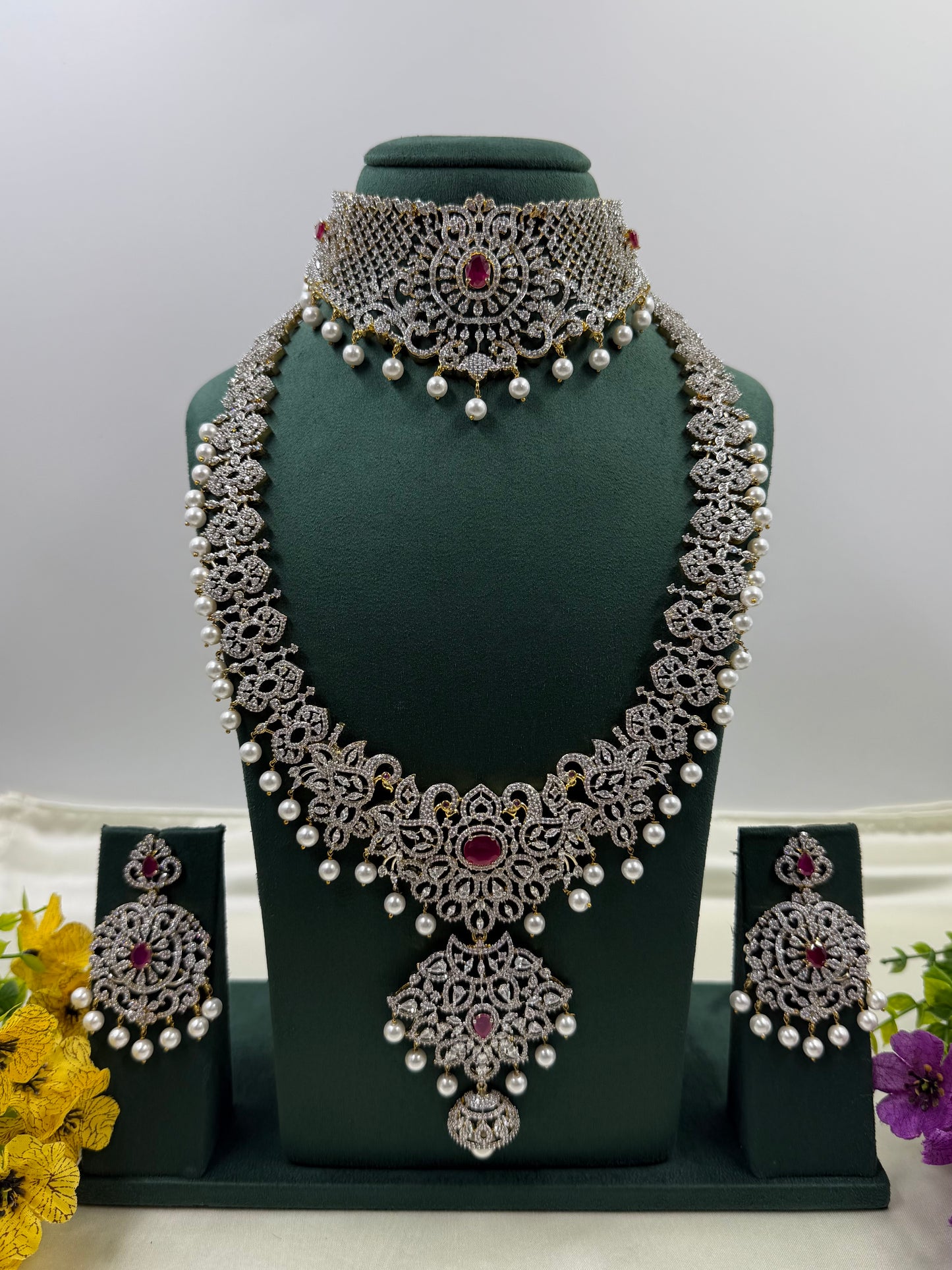 Aliza Premium American Diamond Combo Set