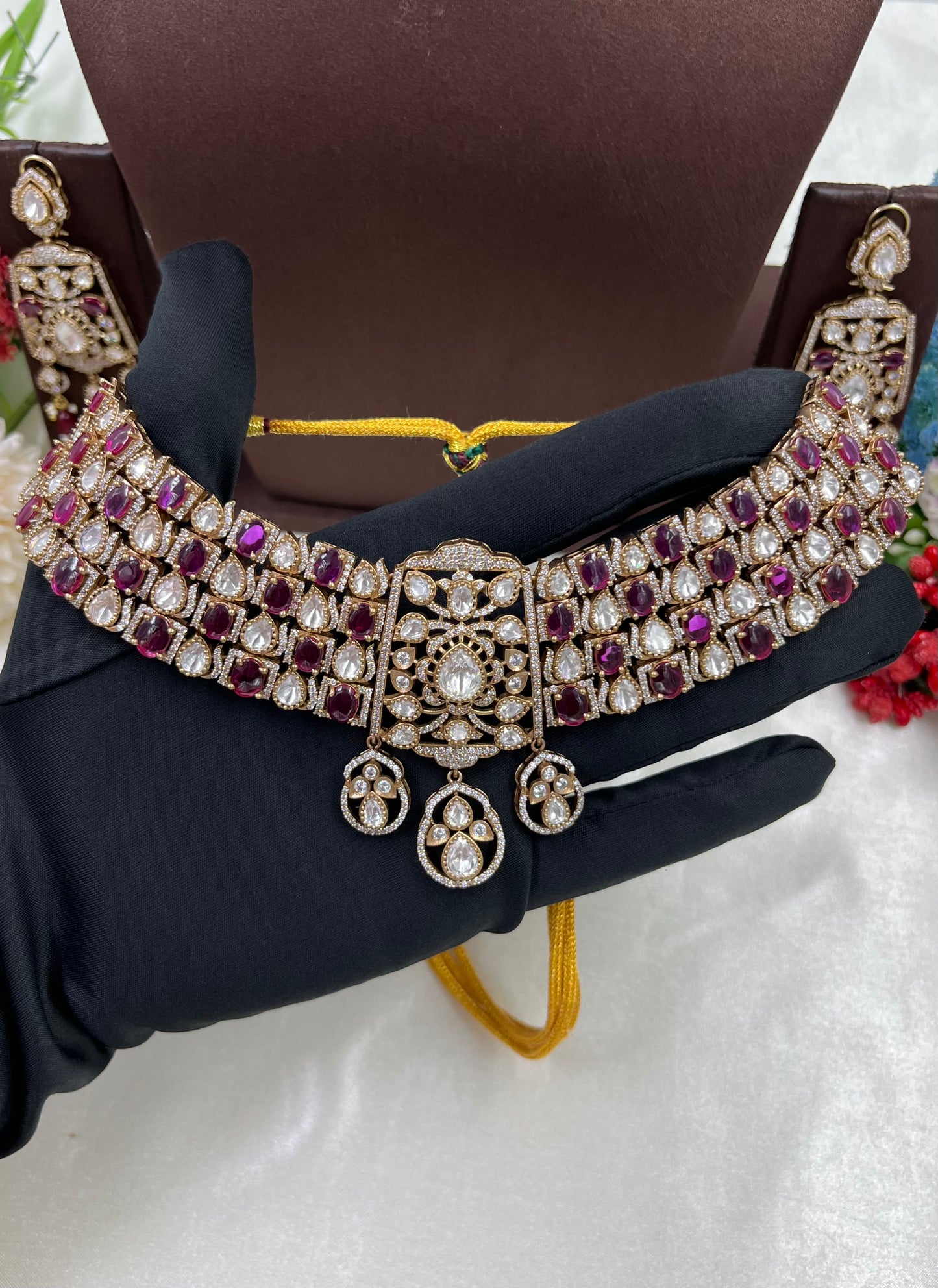 Jijabai Premium Moissanite Kundan Choker