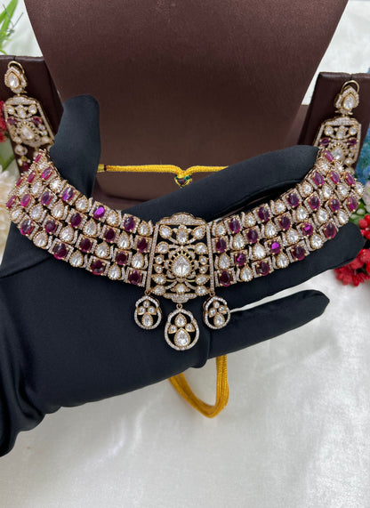 Jijabai Premium Moissanite Kundan Choker
