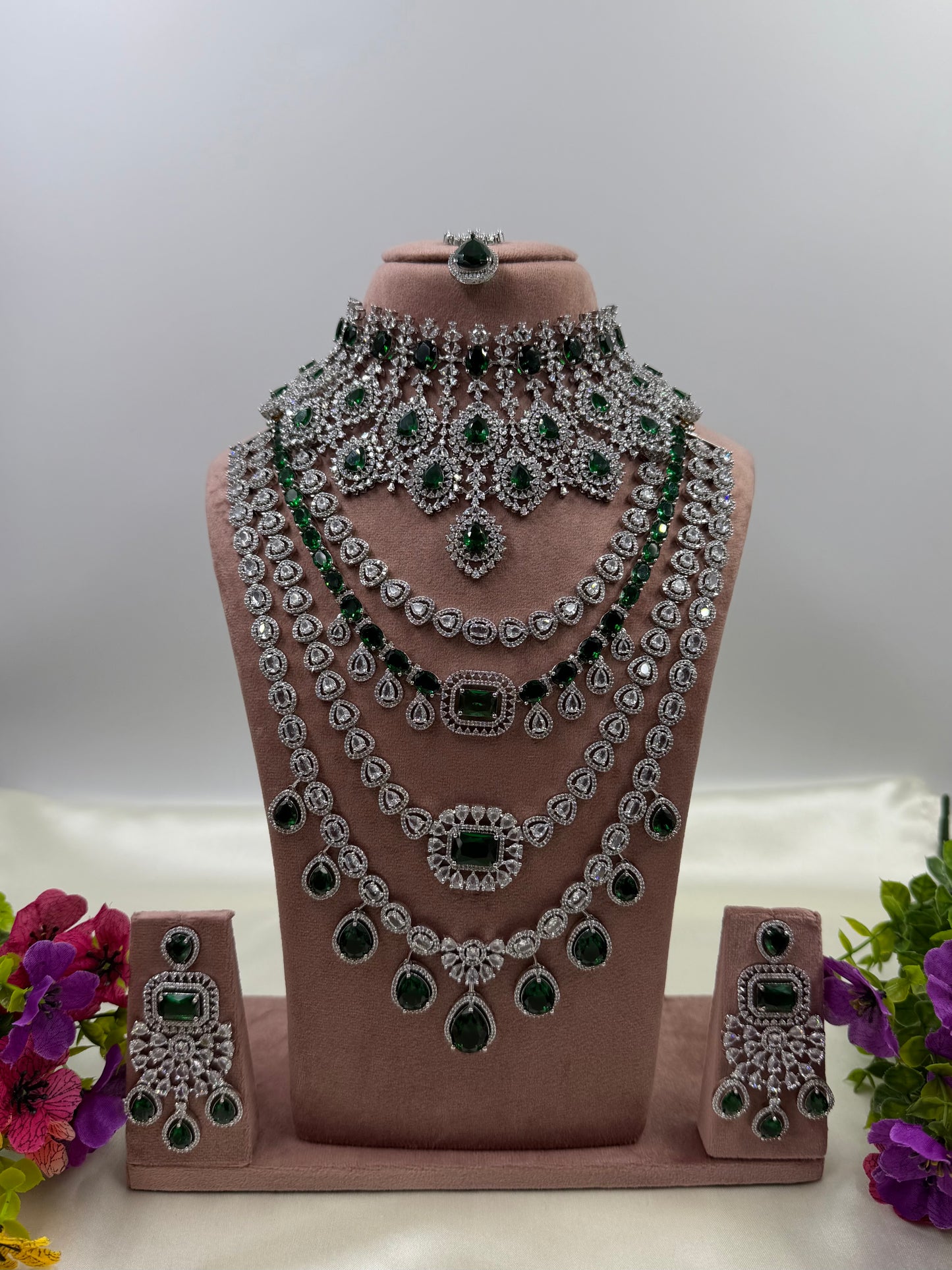 Tina Premium American Diamond Combo Set