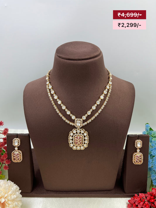 Indira Duo Layer Premium Moissanite Necklace