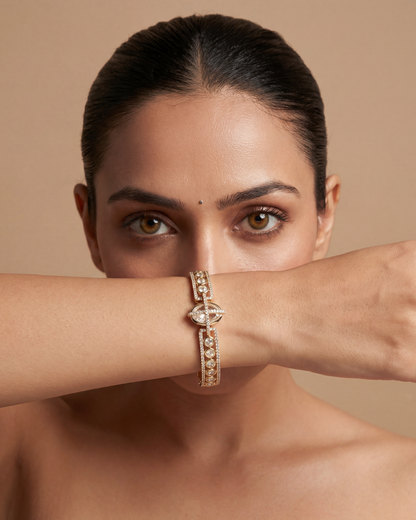 Radiante Moissanite Kundan Bracelet (Openable)