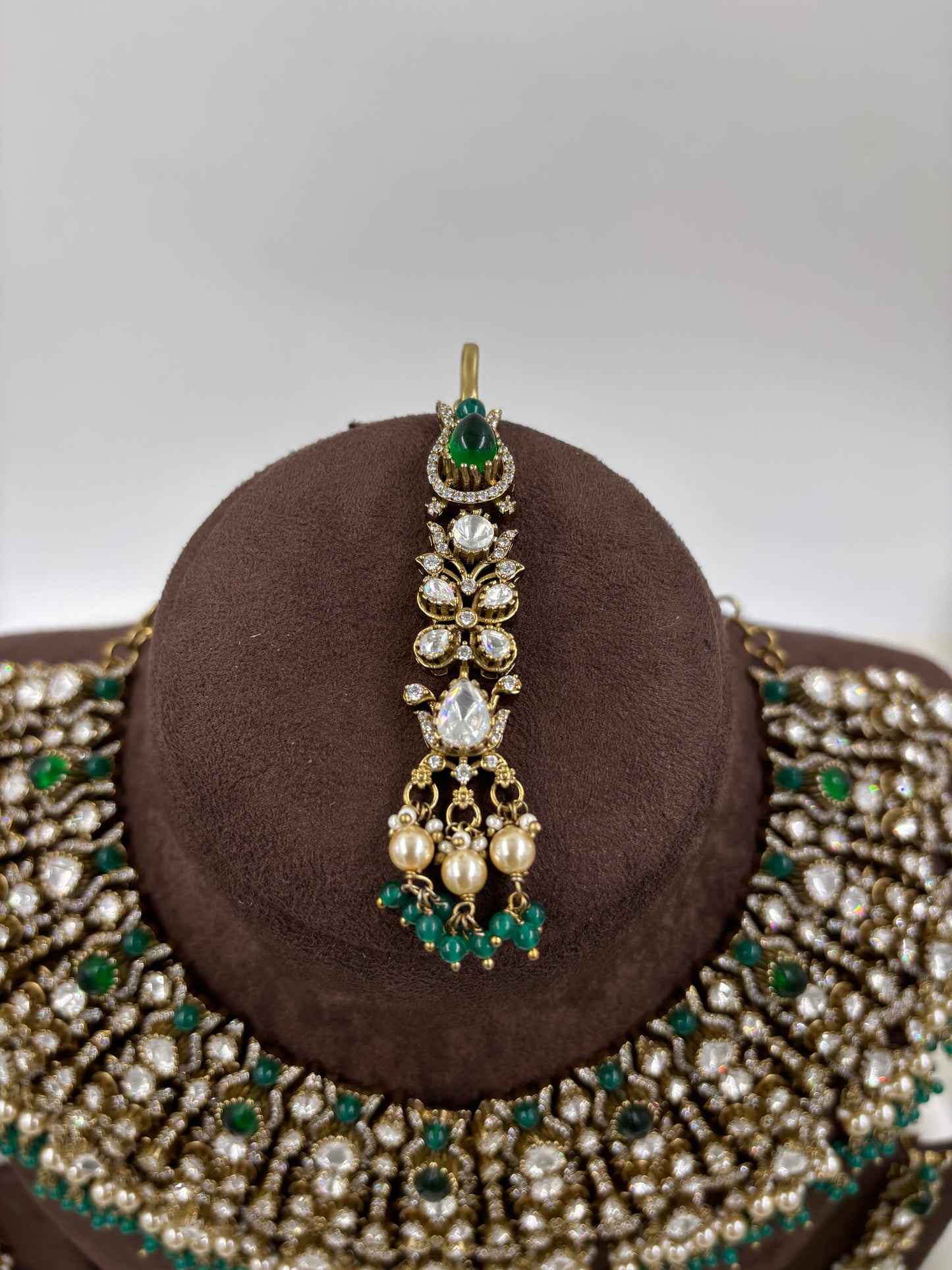 Hiren premium Moissanite Kundan Semi Bridal Necklace set