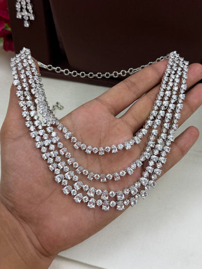 Shweta American Diamond Four Layer Necklace Set