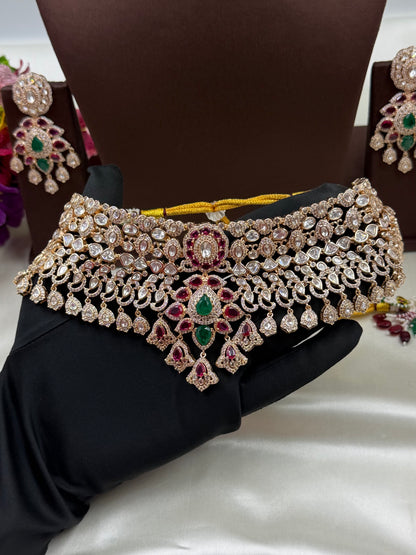 Hina Moissanite Kundan Choker Necklace Set