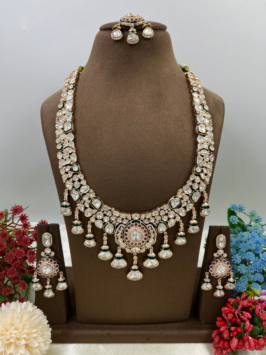 Rizvi Long Moissanite Kundan Necklace
