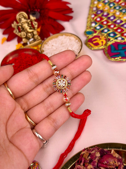 Sunburst Crystal Rakhi