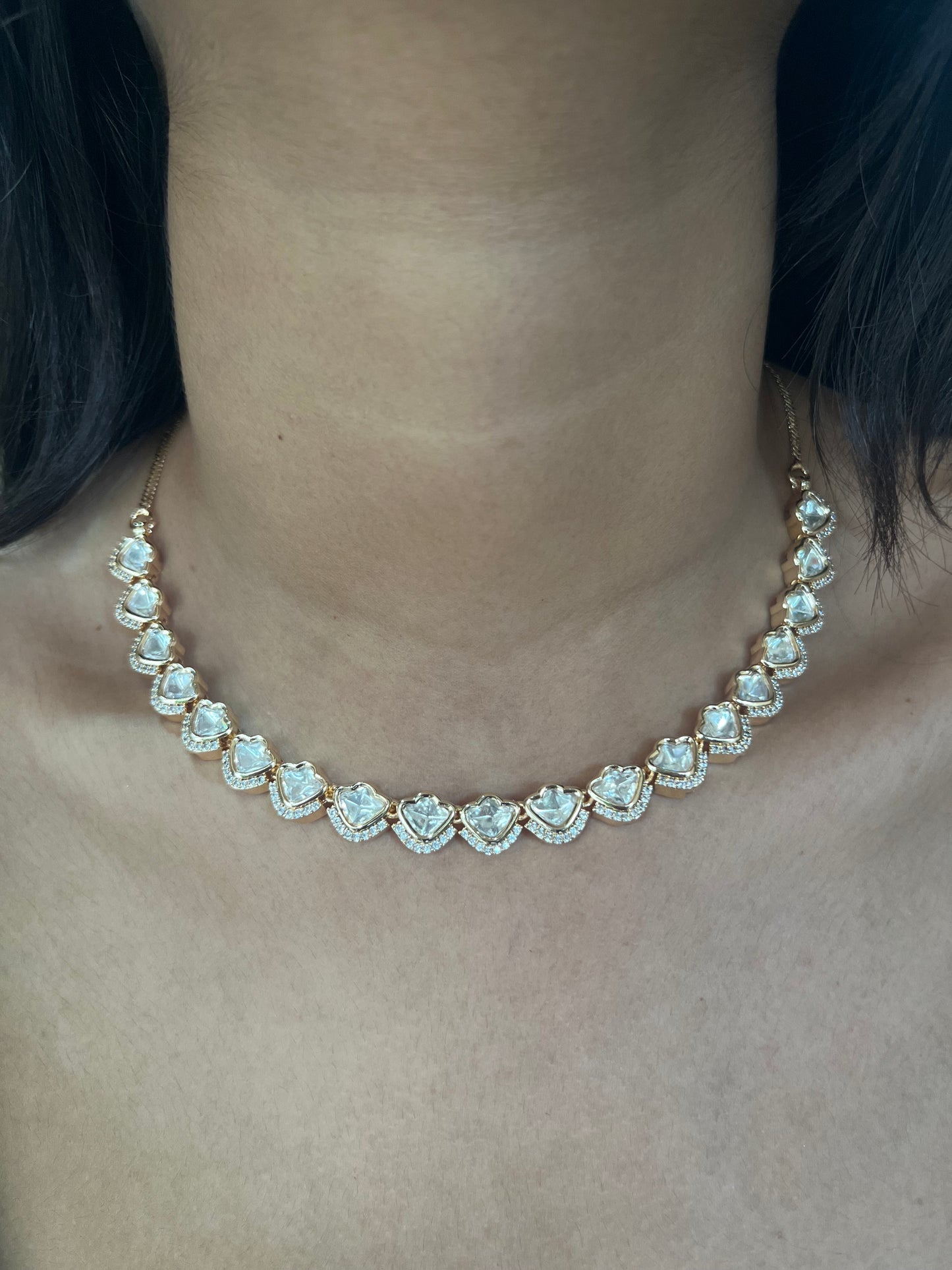 Zarira Sparkle Moissanite Kundan Delicate Necklace Set