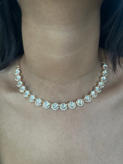 Zarira Sparkle Moissanite Kundan Delicate Necklace Set