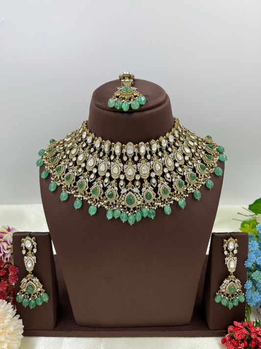 Mohini Antique Premium Moissanite Kundan Necklace.