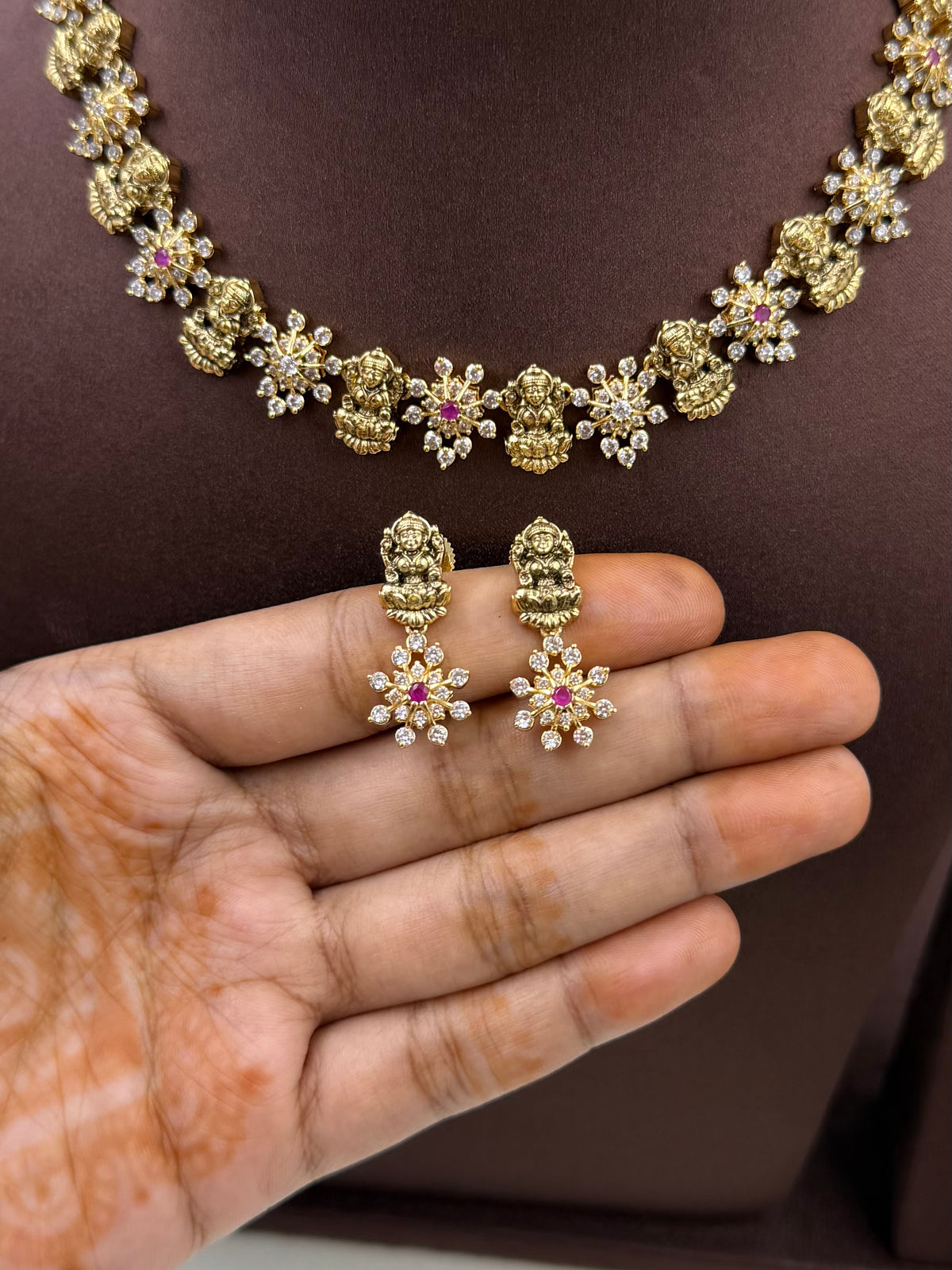 Rashmika South Temple Delicate Necklace Set