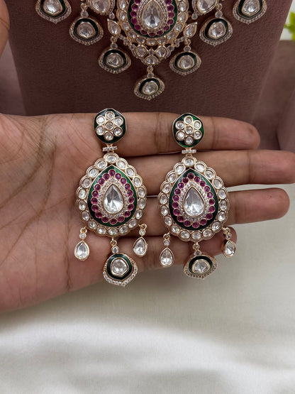 Vaidehi Moissanite Long Necklace Set