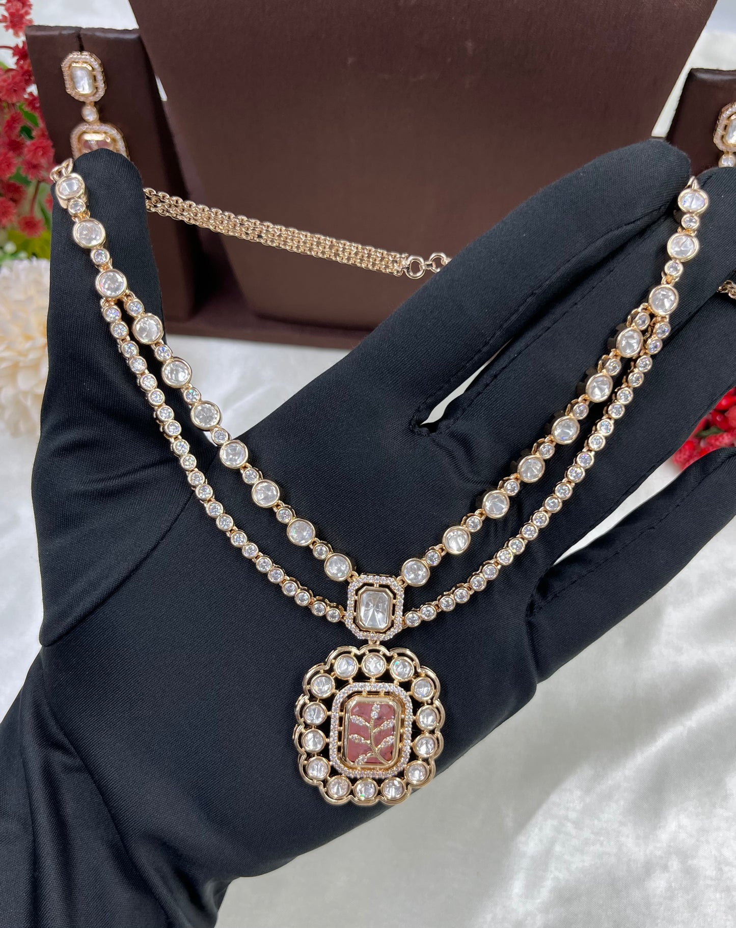 Indira Duo Layer Premium Moissanite Necklace