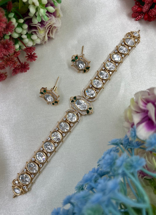 Saffron Moissanite Kundan Choker