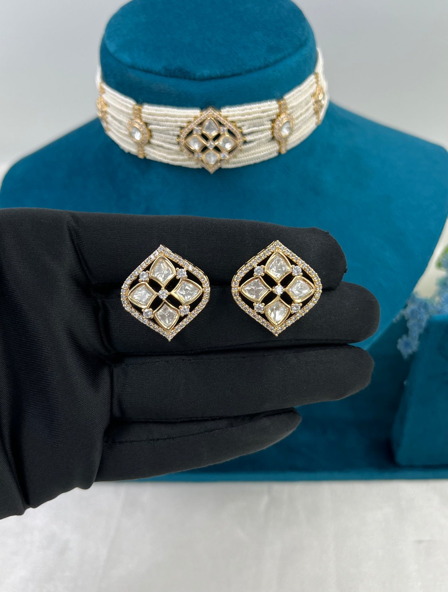 Meenu Moissanite Pearl Choker