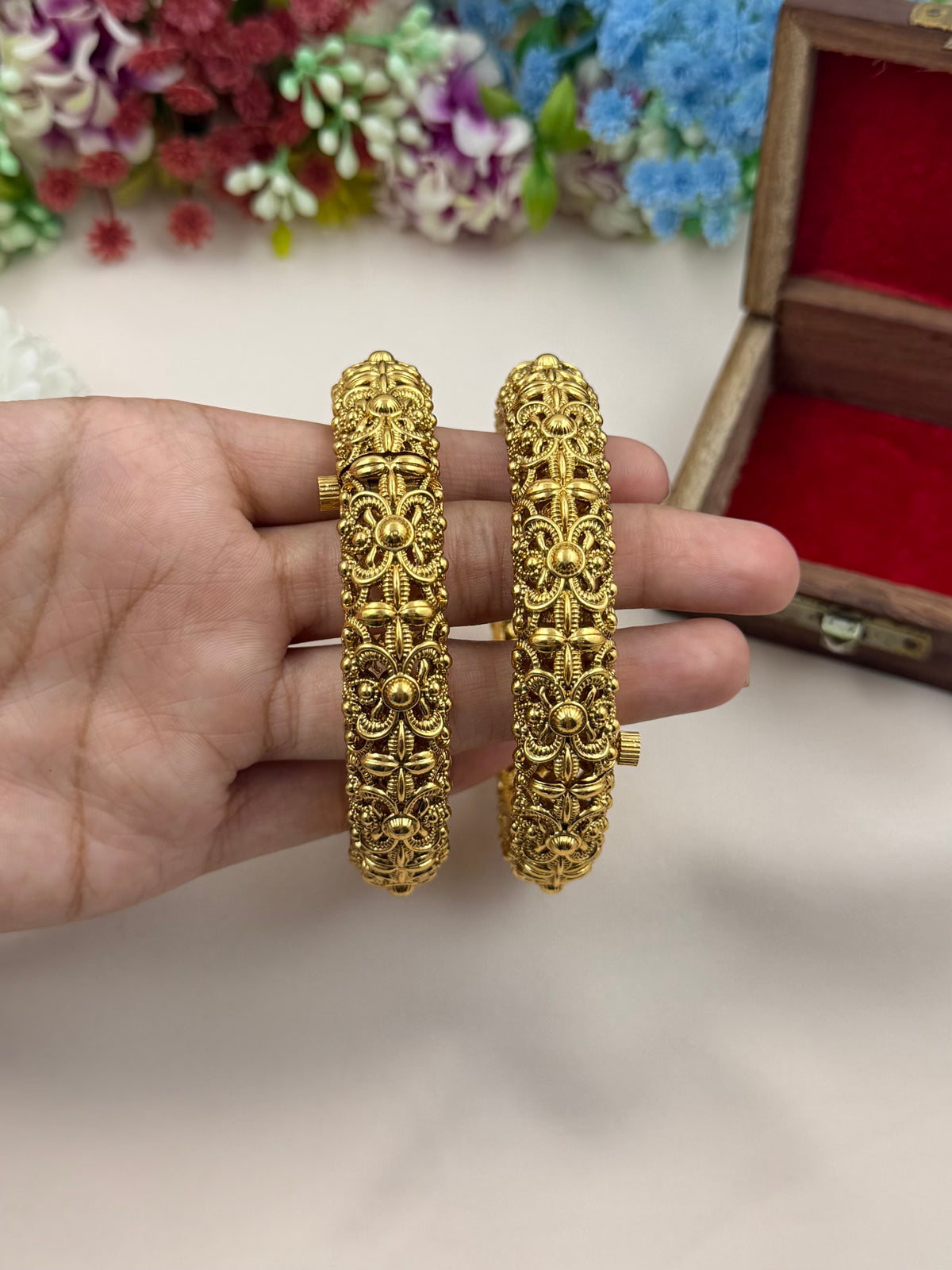 Prachi Temple Bangles ( Openable)
