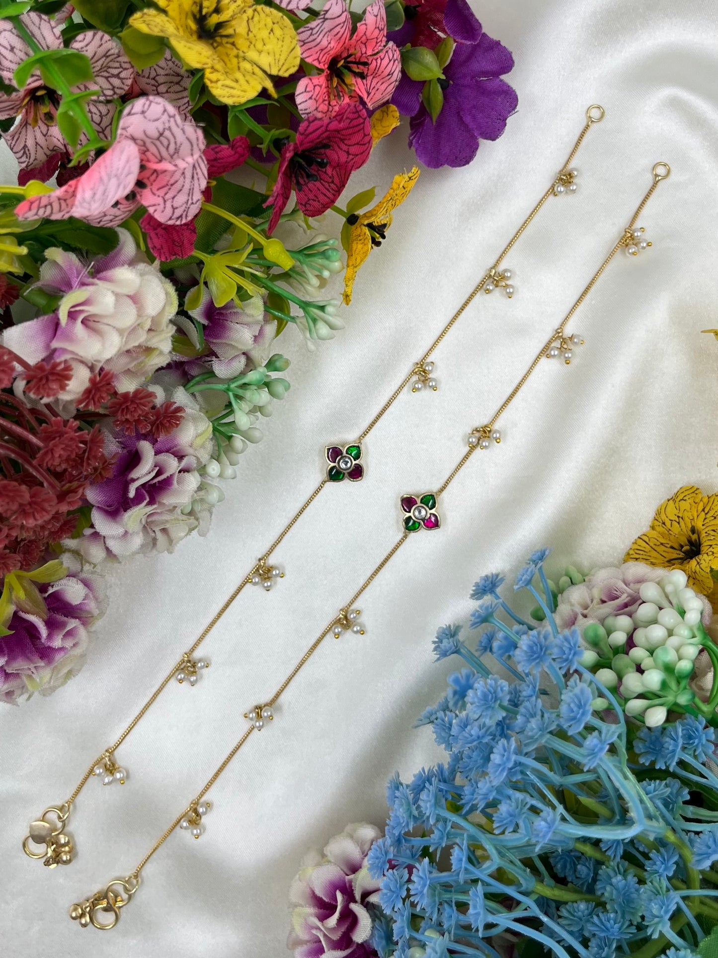 Priya Pachi Kundan Anklet