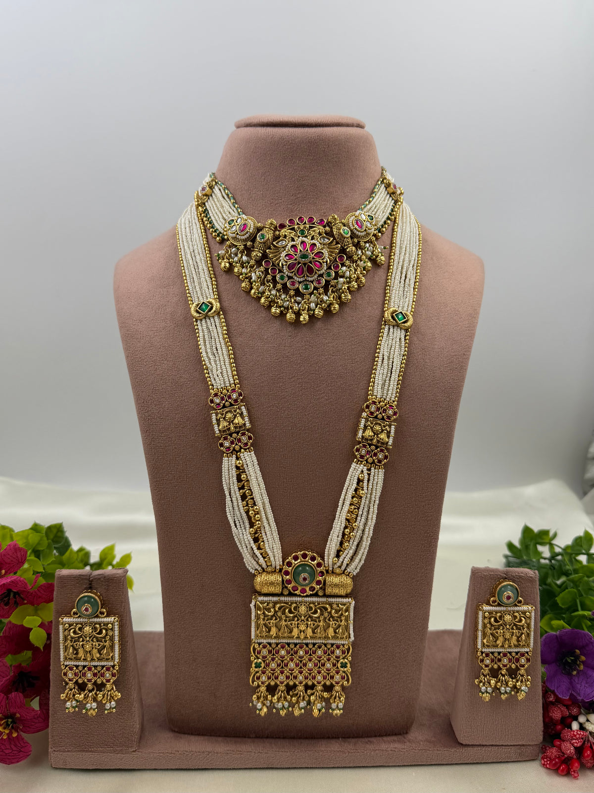 Manjiri Heritage Temple Combo Necklace Set