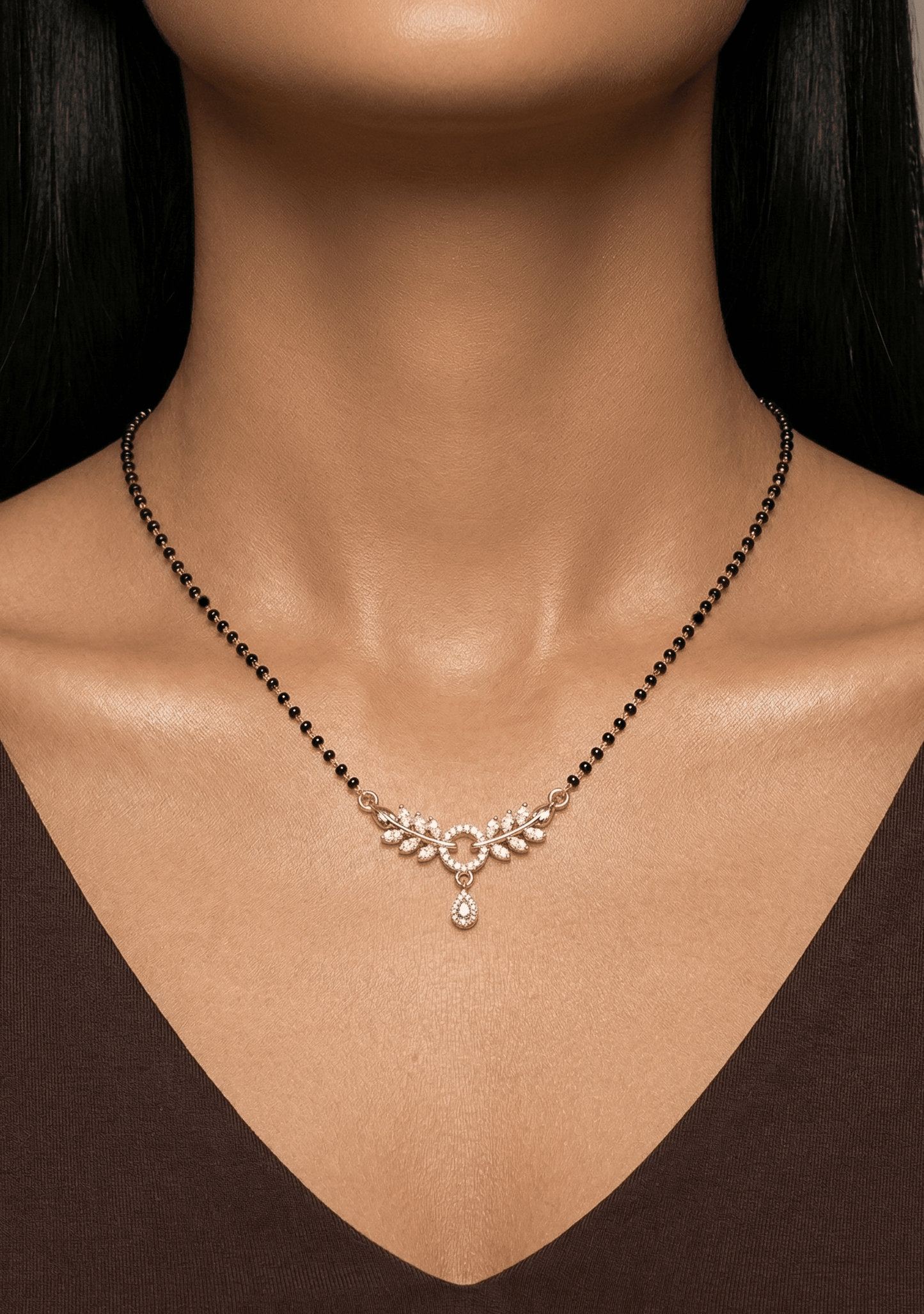 Leaf Vine Diamond Rose Gold Mangalsutra