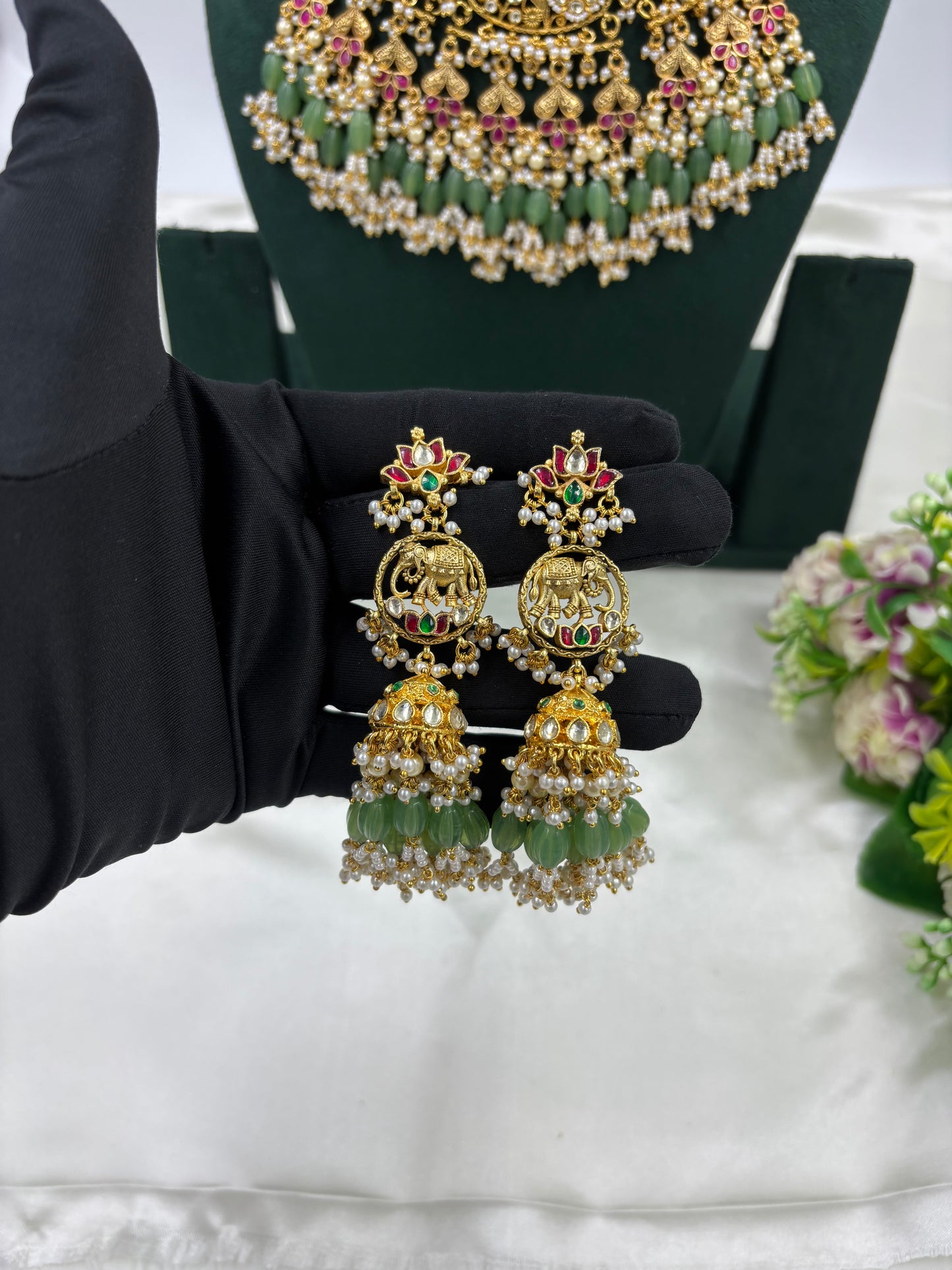Rudrika Premium Pachi Kundan Necklace