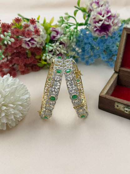 Amelia American Diamond Two Tone Bangles (Openable)