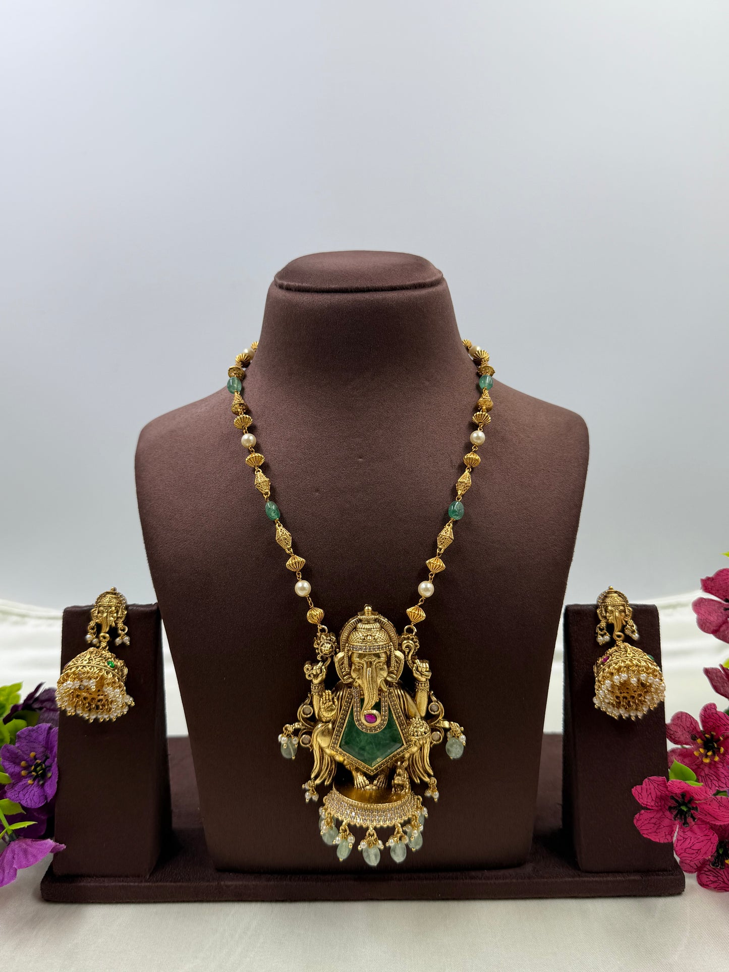 Madhuri South Indian Temple Semi-Long Necklace