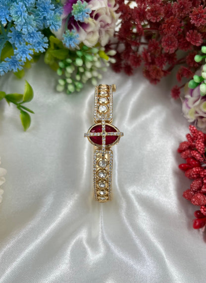 Radiante Moissanite Kundan Bracelet (Openable)