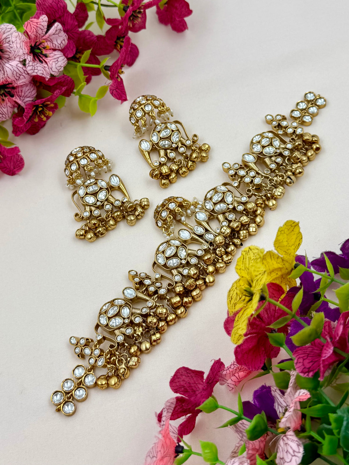 Vasudha Moissanite Polki Choker Necklace Set