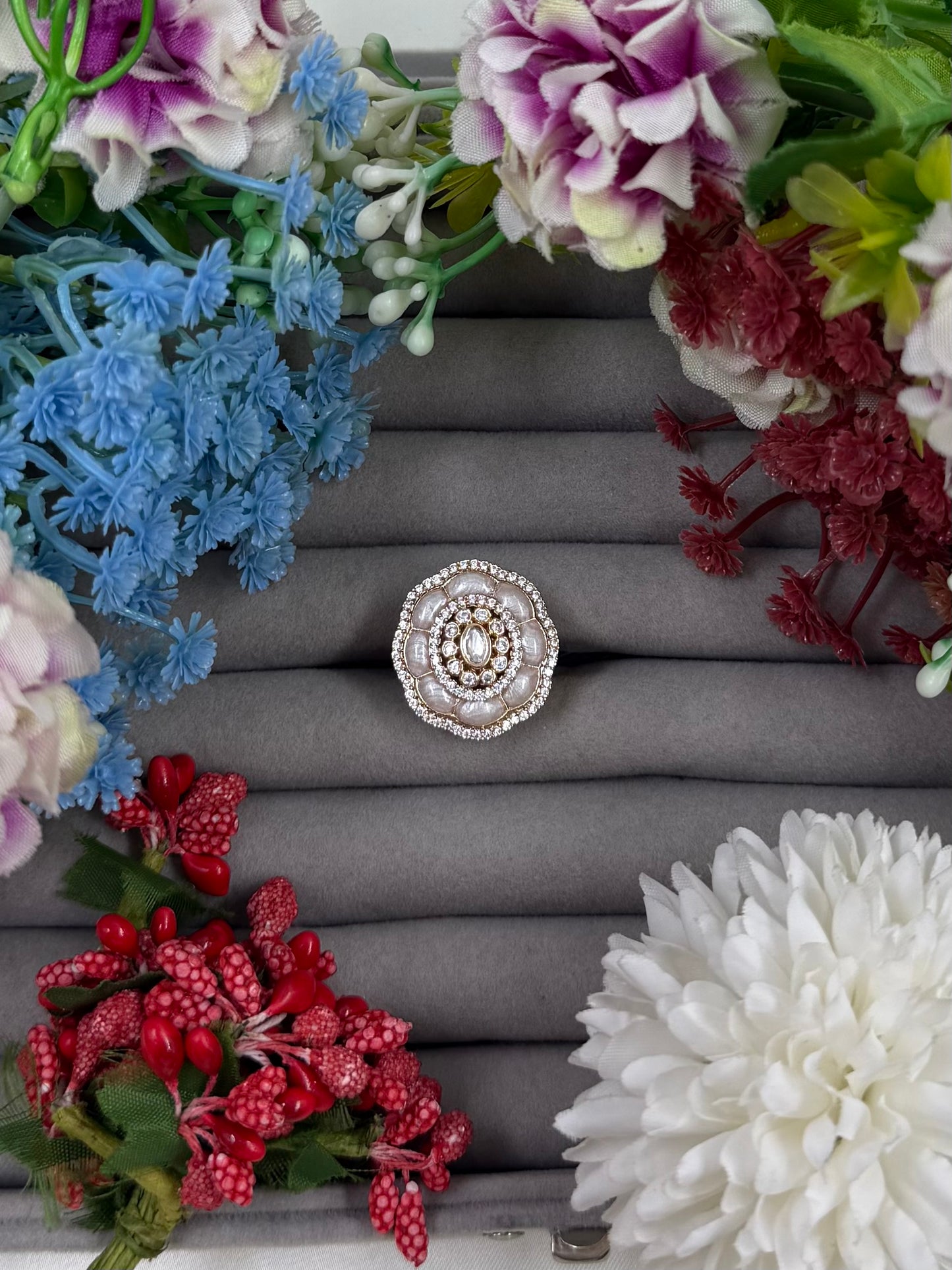 Zevira Moissanite Kundan Ring