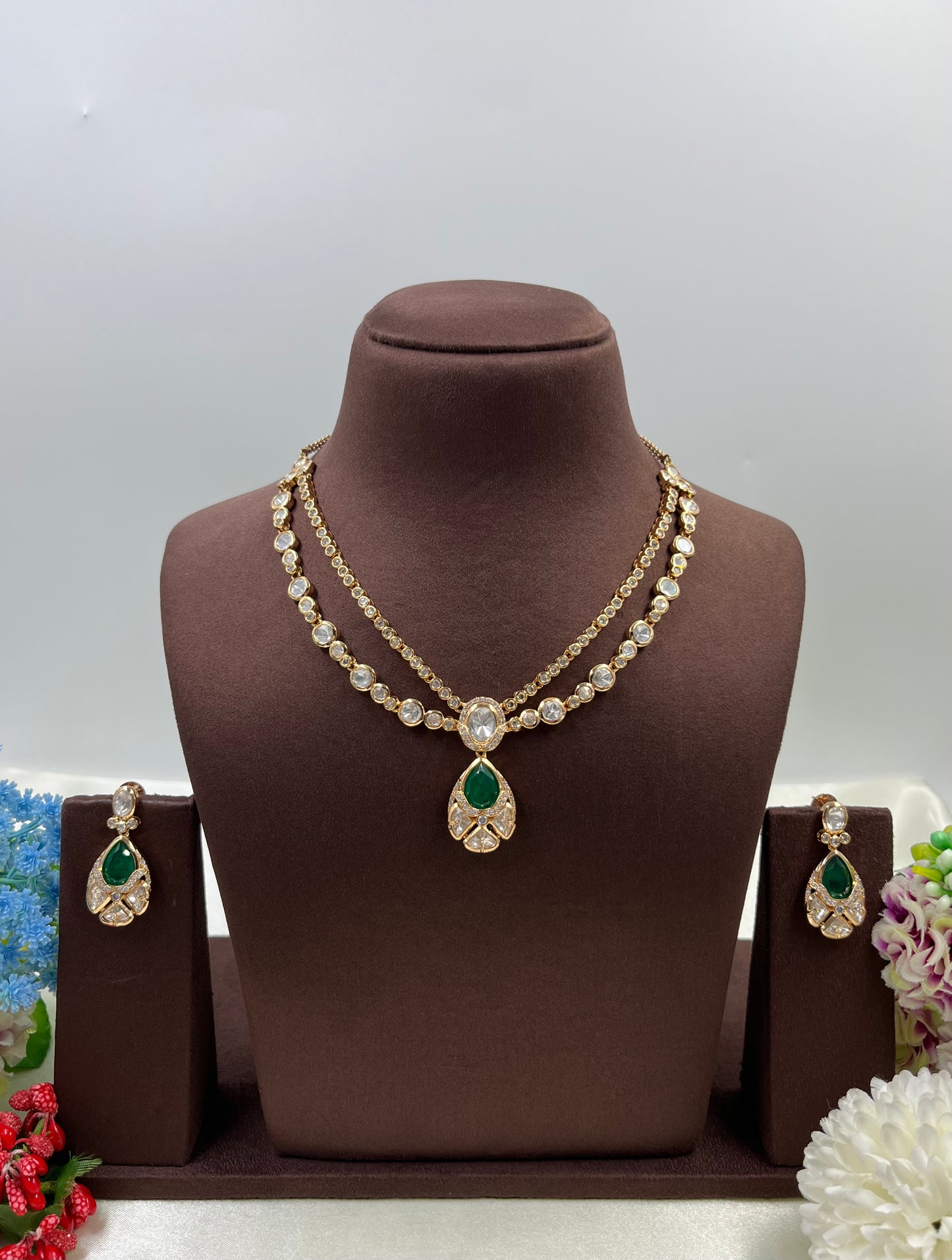 Madhuri Double layering Moissanite Delicate Necklace