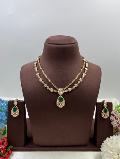 Madhuri Double layering Moissanite Delicate Necklace