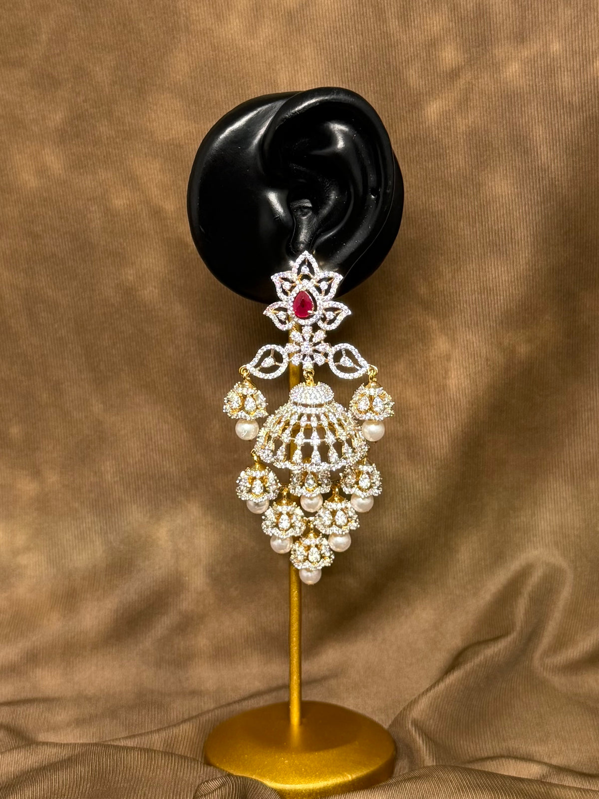 Wendy American Diamond Two Tone Earring